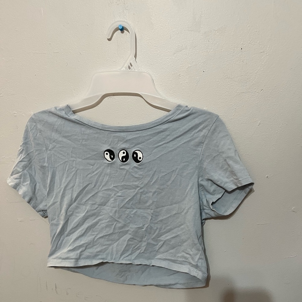 Blue Derek Heart Yin Yang Crop Top